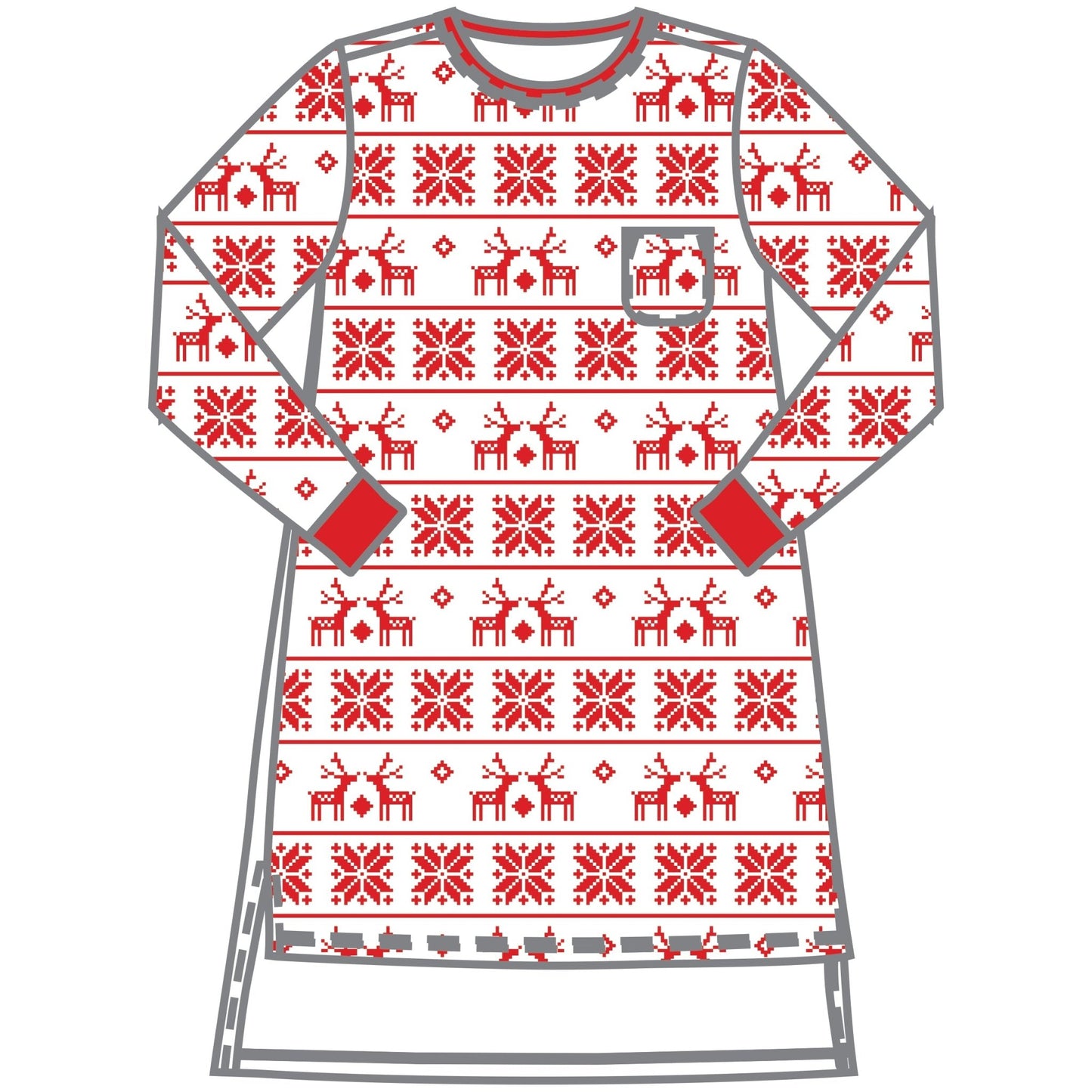 Baby Fair Isle Night Shirt Adult - Red - Magnolia BabyNight Shirt