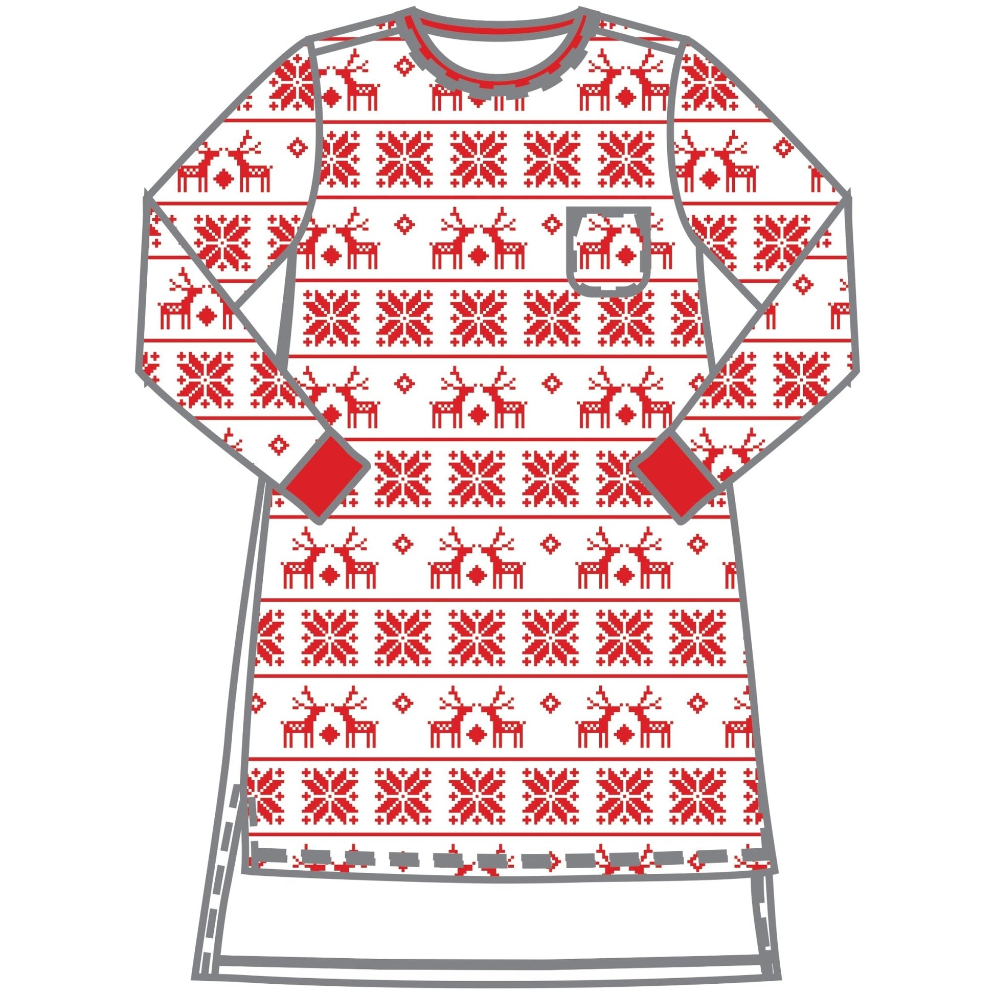 Baby Fair Isle Night Shirt Adult - Red - Magnolia BabyNight Shirt