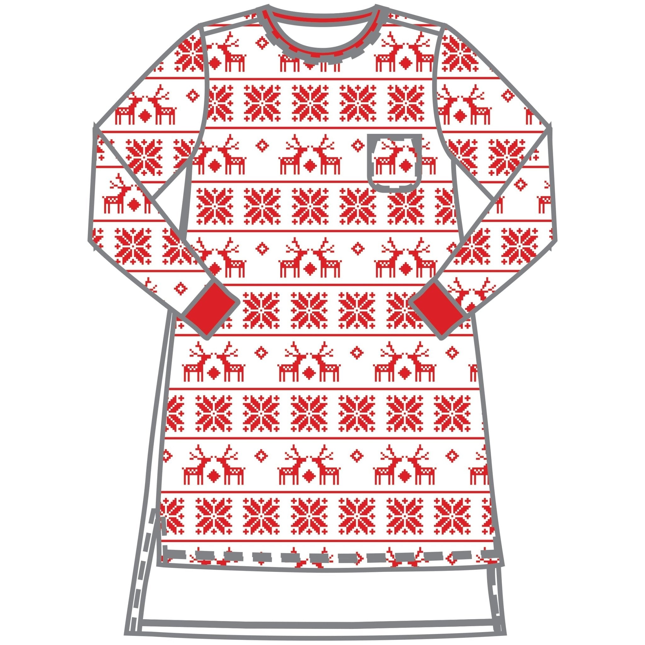 Baby Fair Isle Night Shirt Adult - Red - Magnolia BabyNight Shirt