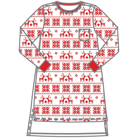 Baby Fair Isle Night Shirt Adult - Red - Magnolia BabyNight Shirt