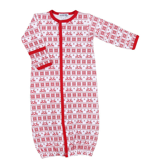 Baby Fair Isle Print Converter - Red - Magnolia BabyConverter Gown