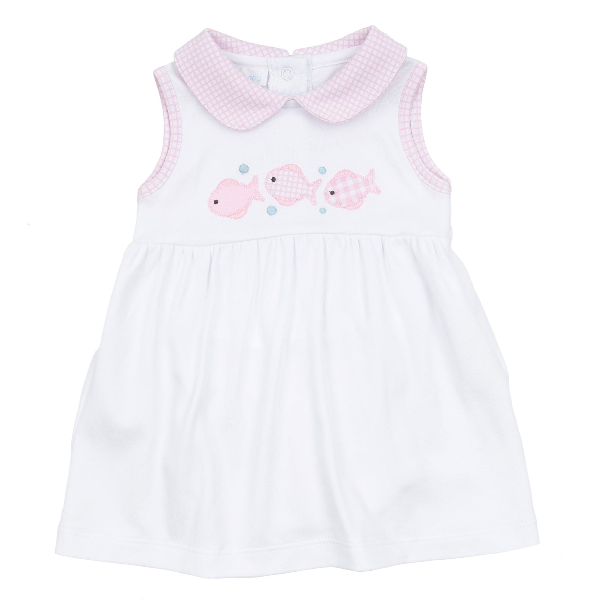 Baby Fish Applique Collared Sleeveless Dress - Pink - Magnolia BabyDress