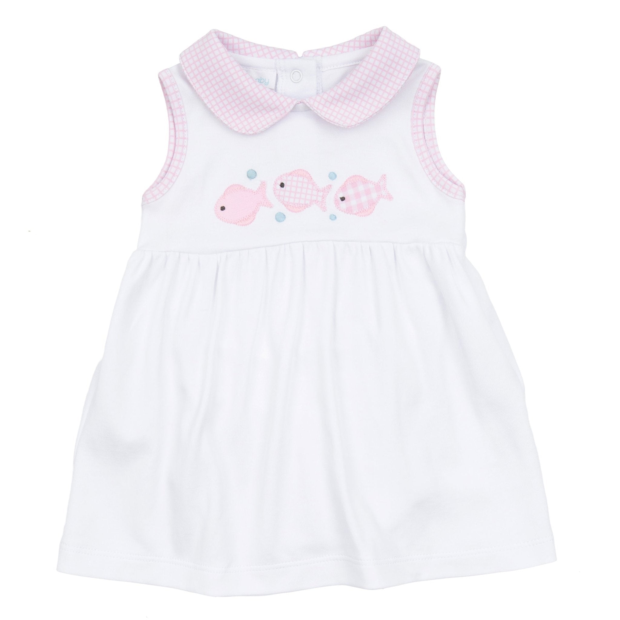 Baby Fish Applique Collared Sleeveless Dress - Pink - Magnolia BabyDress