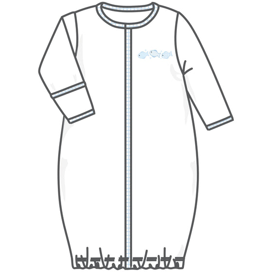 Baby Fish Applique Converter - Light Blue - Magnolia BabyConverter Gown