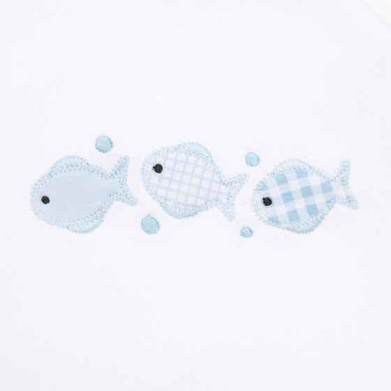 Baby Fish Applique Long Pajamas - Light Blue - Magnolia BabyLong Pajamas