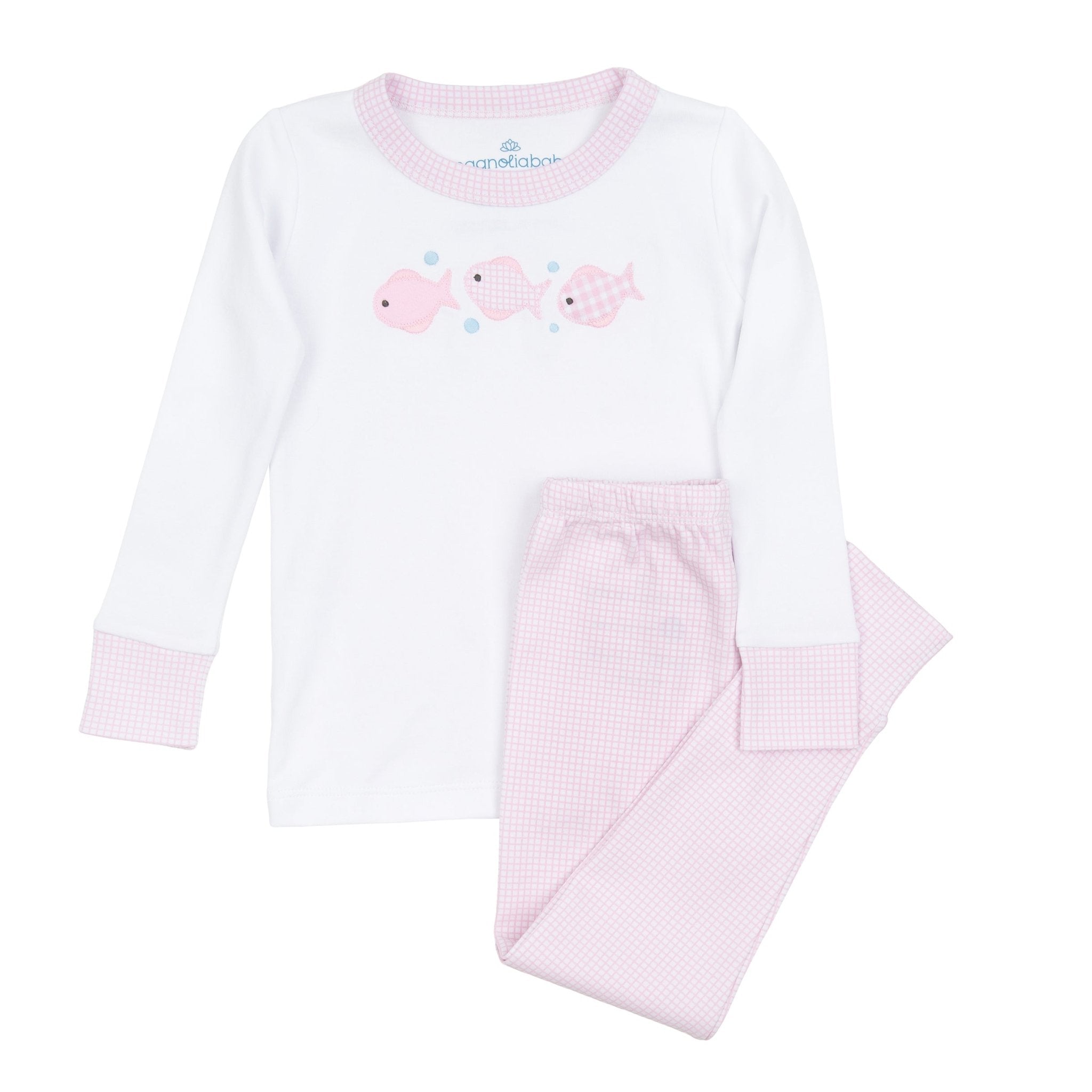 Baby Fish Applique Long Pajamas - Pink - Magnolia BabyLong Pajamas