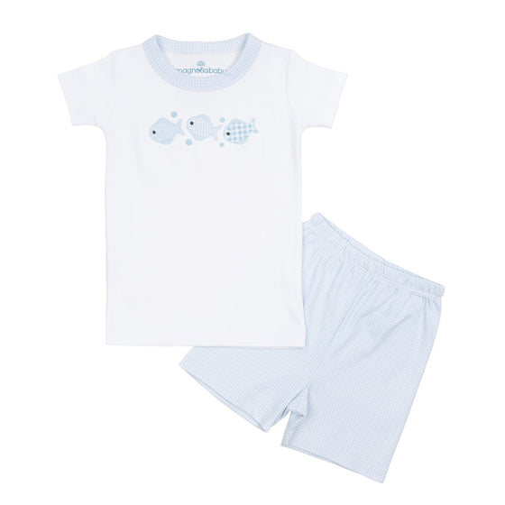 Baby Fish Applique Short Pajamas - Light Blue - Magnolia BabyShort Pajamas