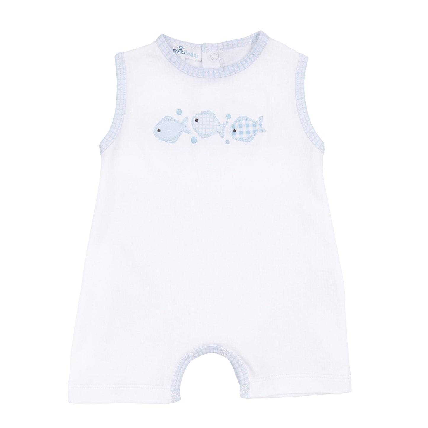 Baby Fish Applique Sleeveless Short Playsuit - Light Blue - Magnolia BabyShort Playsuit
