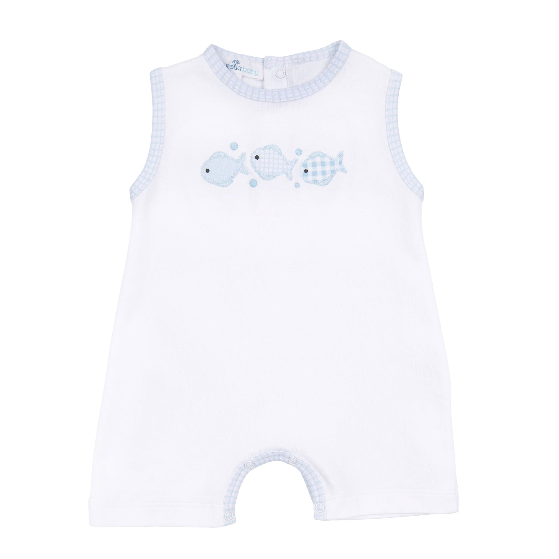 Baby Fish Applique Sleeveless Short Playsuit - Light Blue - Magnolia BabyShort Playsuit
