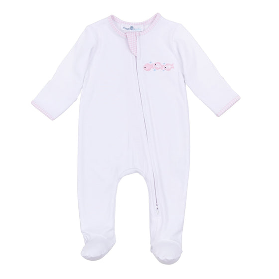Baby Fish Applique Zip Footie - Pink - Magnolia BabyFootie