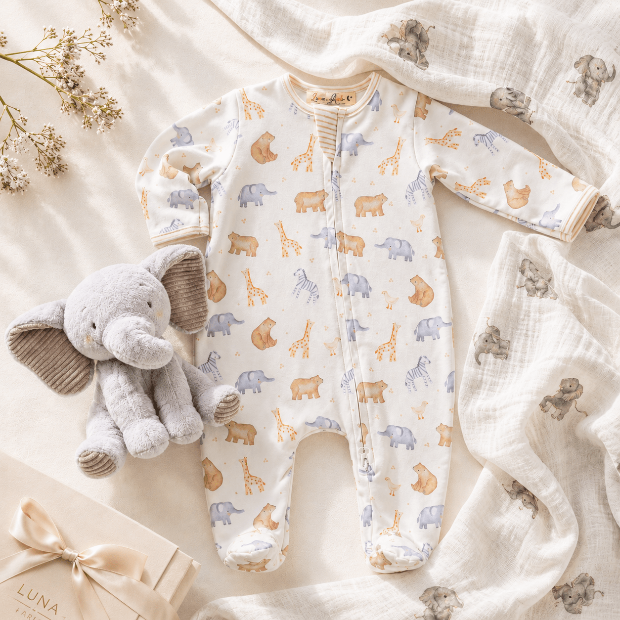 Baby Footie Gift Set - Safari - Magnolia BabyFootie Gift Set