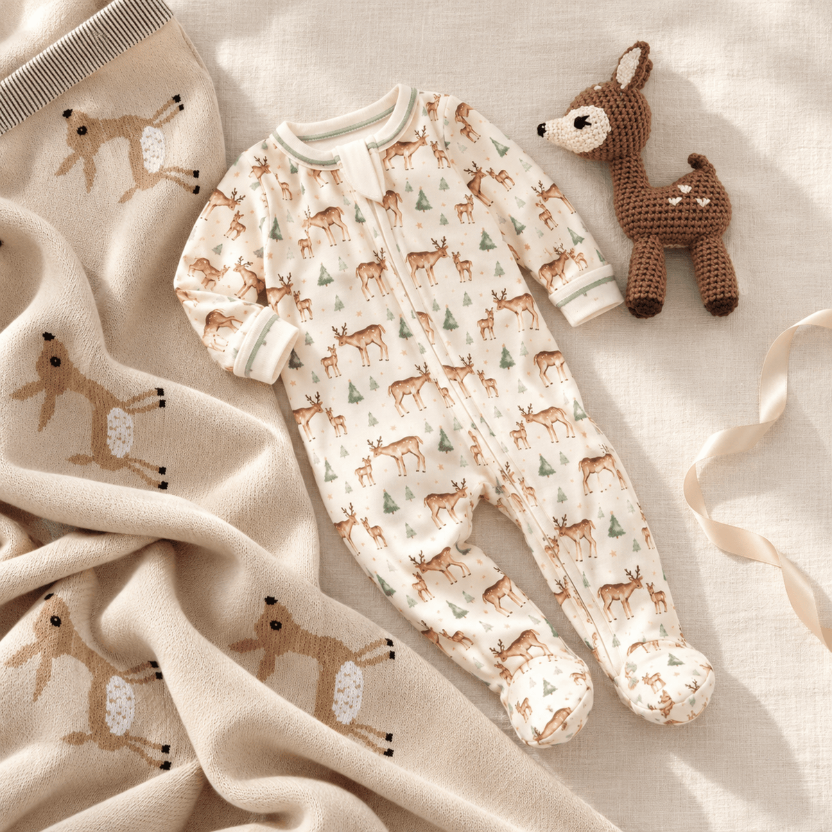 Luna and Arlo_Baby Footie Gift Set - Woodland Buck_1