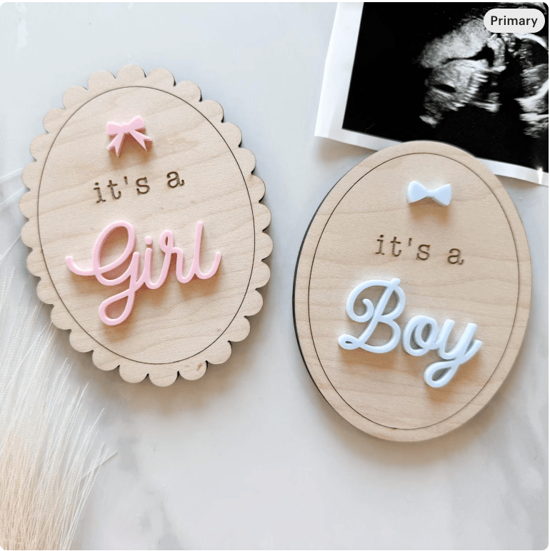 Baby Gender Reveal and Stats Sign - Magnolia BabyPhoto Prop