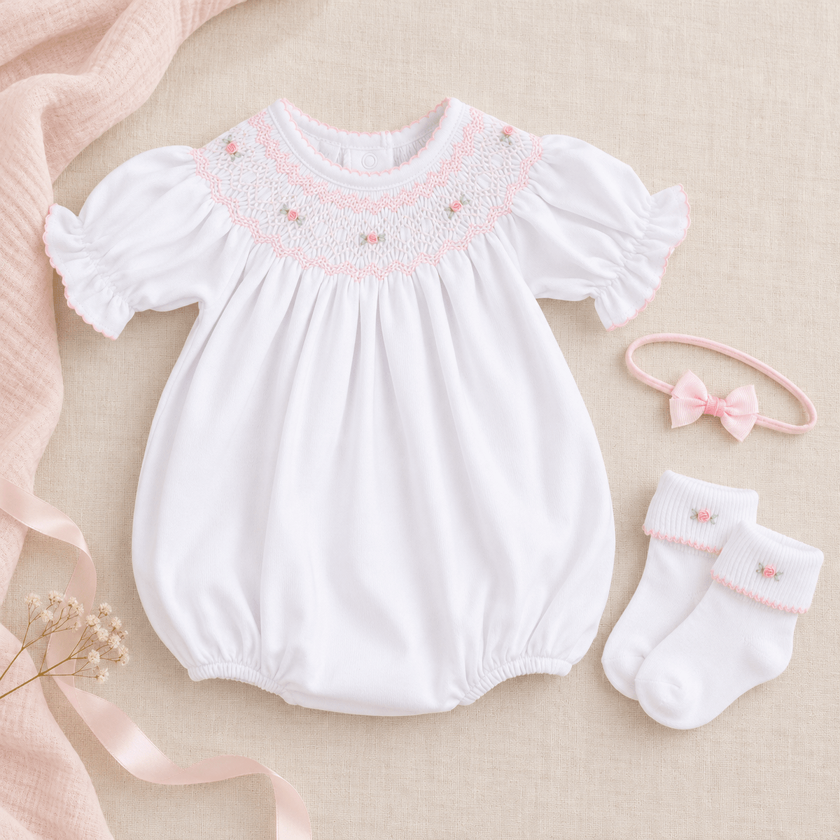 Magnolia Baby_Baby Girl Bishop Smocked Bubble Gift Set - Grace_1