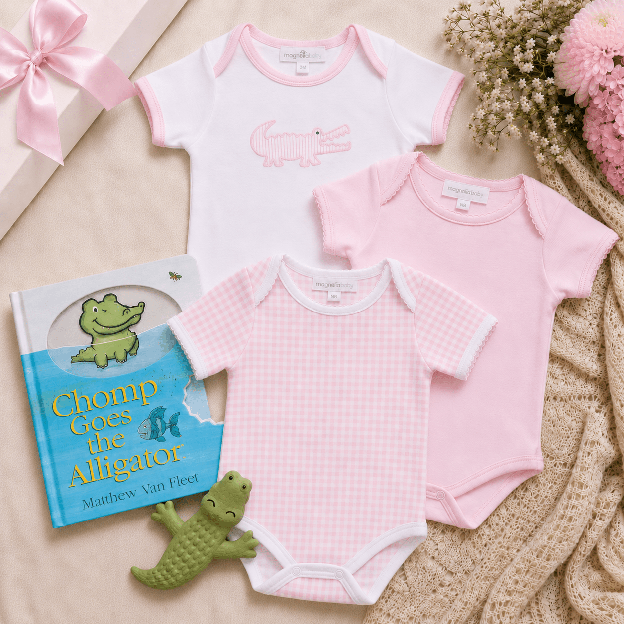 Baby Girl Bodysuit Gift Set - Alligator - Magnolia BabyBodysuit Gift Set