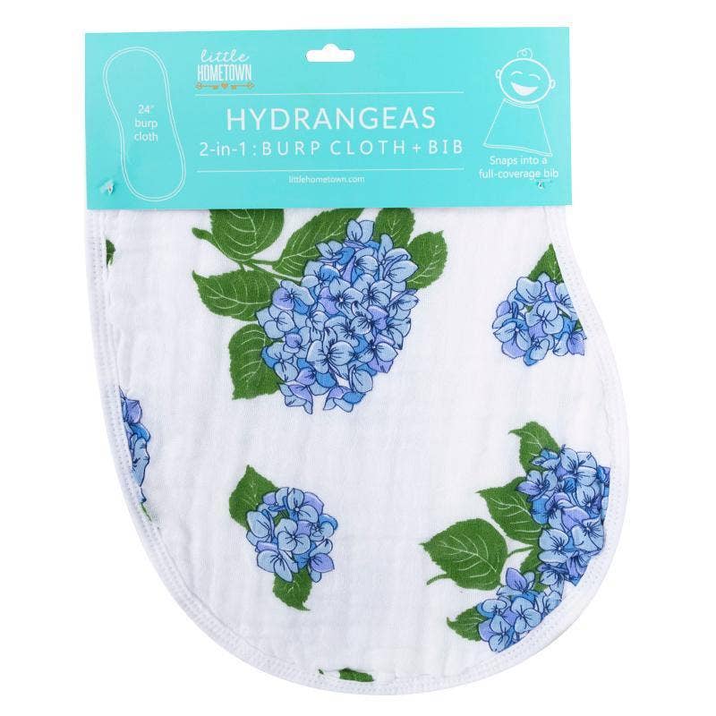 Little Hometown_Baby Girl Burp Cloth and Bib (2 in 1) - Hydrangeas_3