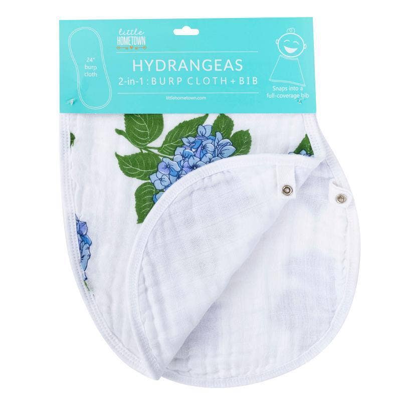 Little Hometown_Baby Girl Burp Cloth and Bib (2 in 1) - Hydrangeas_4