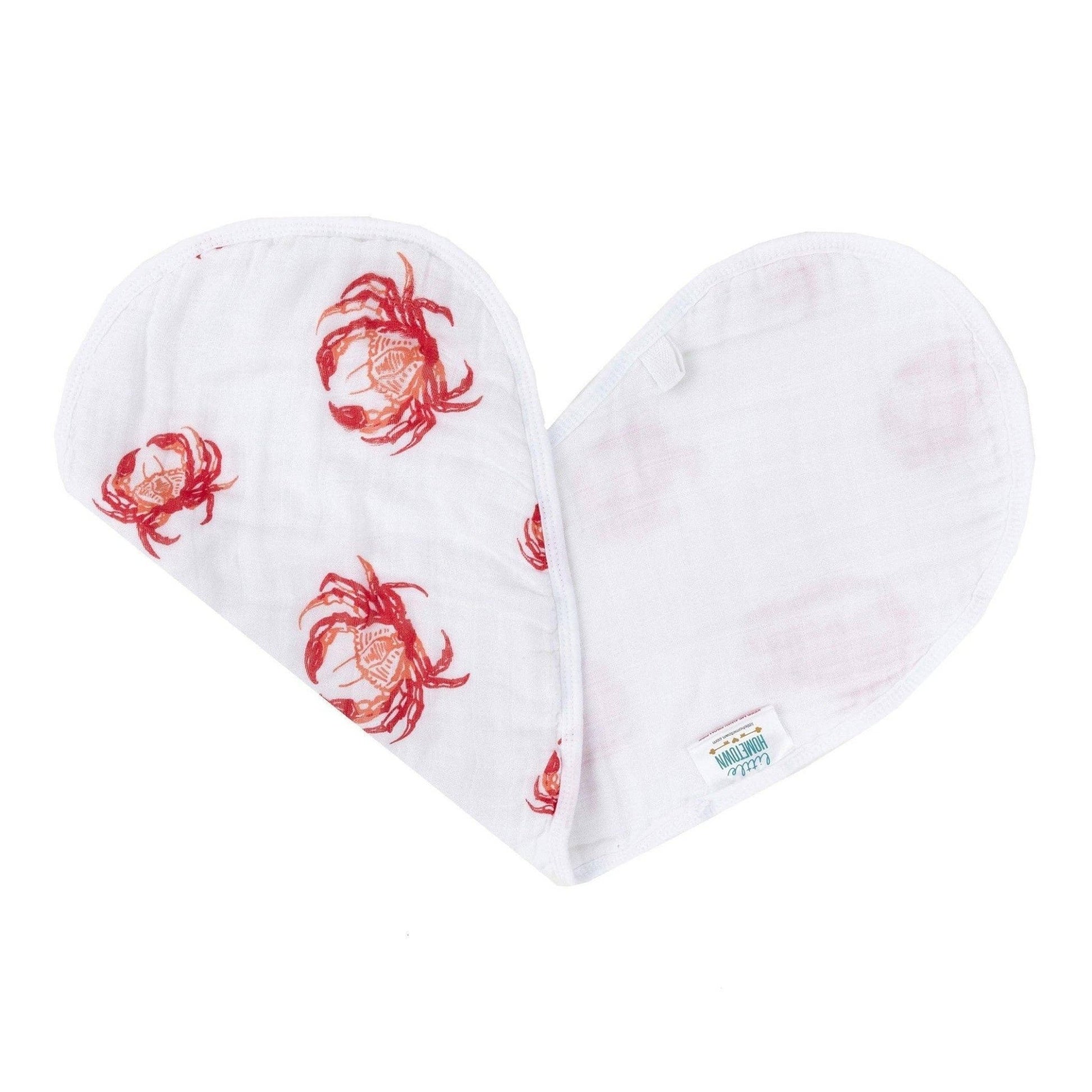 Little Hometown_Baby Girl Burp Cloth and Bib (2 in 1) - Pink Crab_5