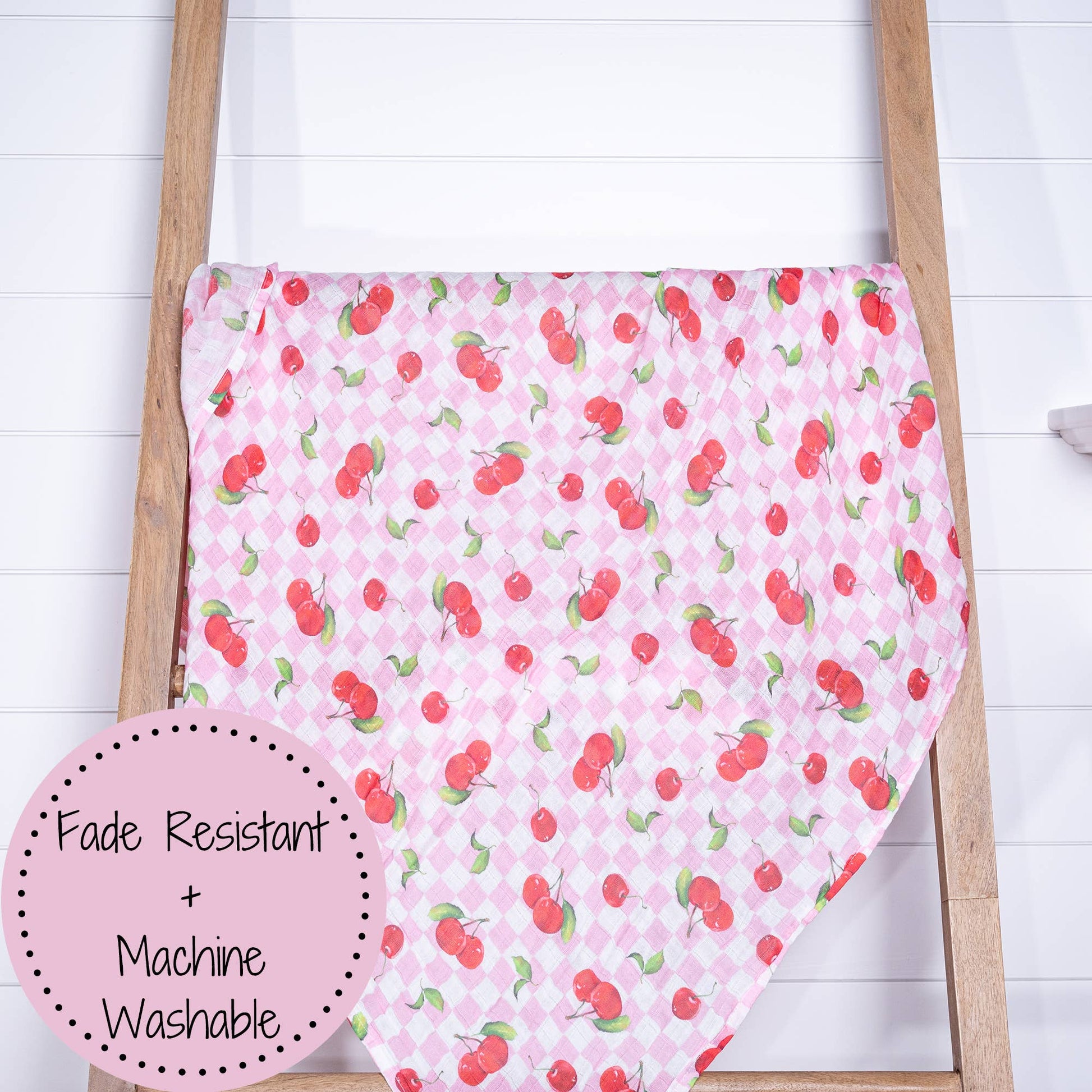Baby Girl Cherry on Top Cotton Muslin Swaddle Blanket - Magnolia BabySwaddle Blanket