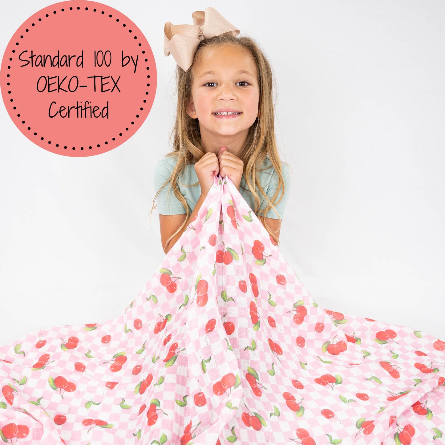 Baby Girl Cherry on Top Cotton Muslin Swaddle Blanket - Magnolia BabySwaddle Blanket