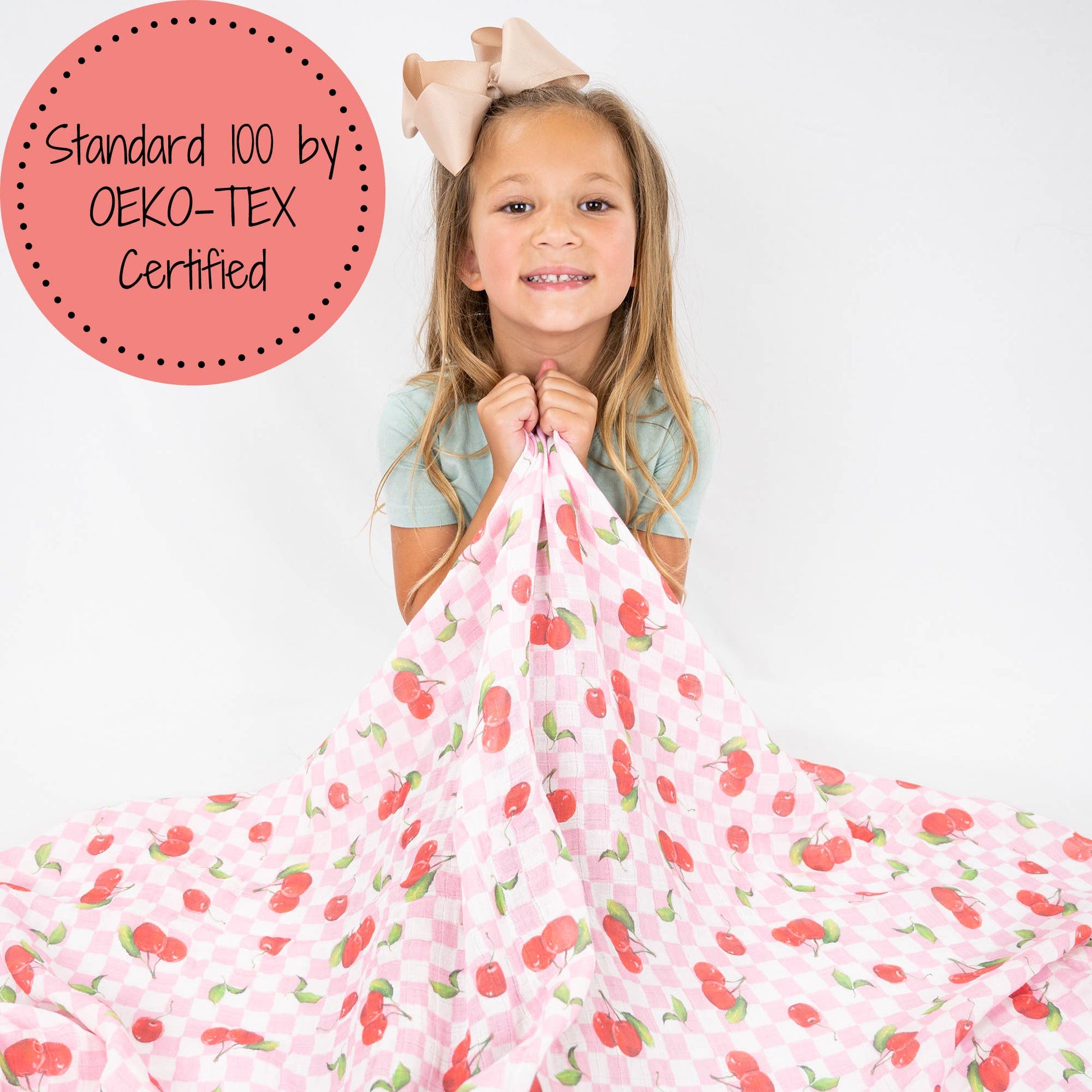Baby Girl Cherry on Top Cotton Muslin Swaddle Blanket - Magnolia BabySwaddle Blanket