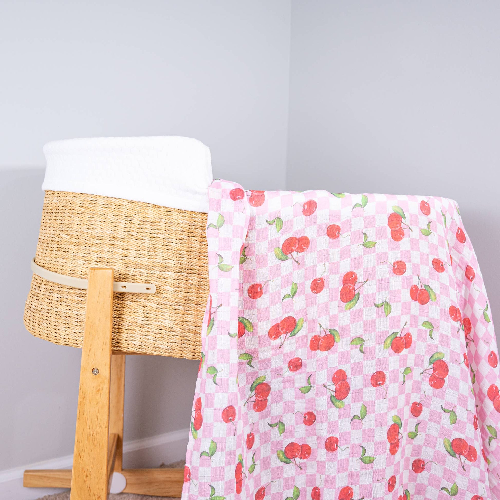 Baby Girl Cherry on Top Cotton Muslin Swaddle Blanket - Magnolia BabySwaddle Blanket