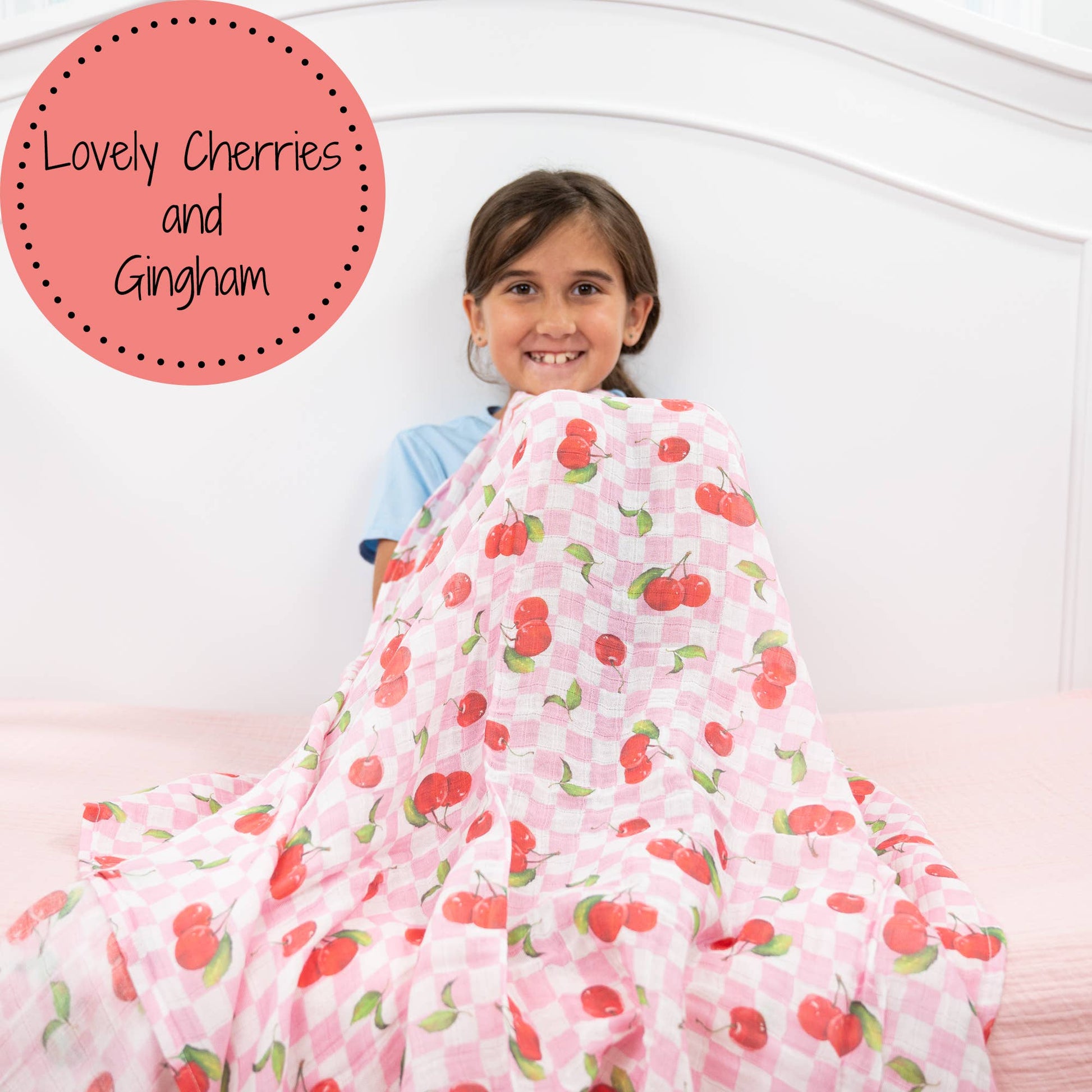 Baby Girl Cherry on Top Cotton Muslin Swaddle Blanket - Magnolia BabySwaddle Blanket