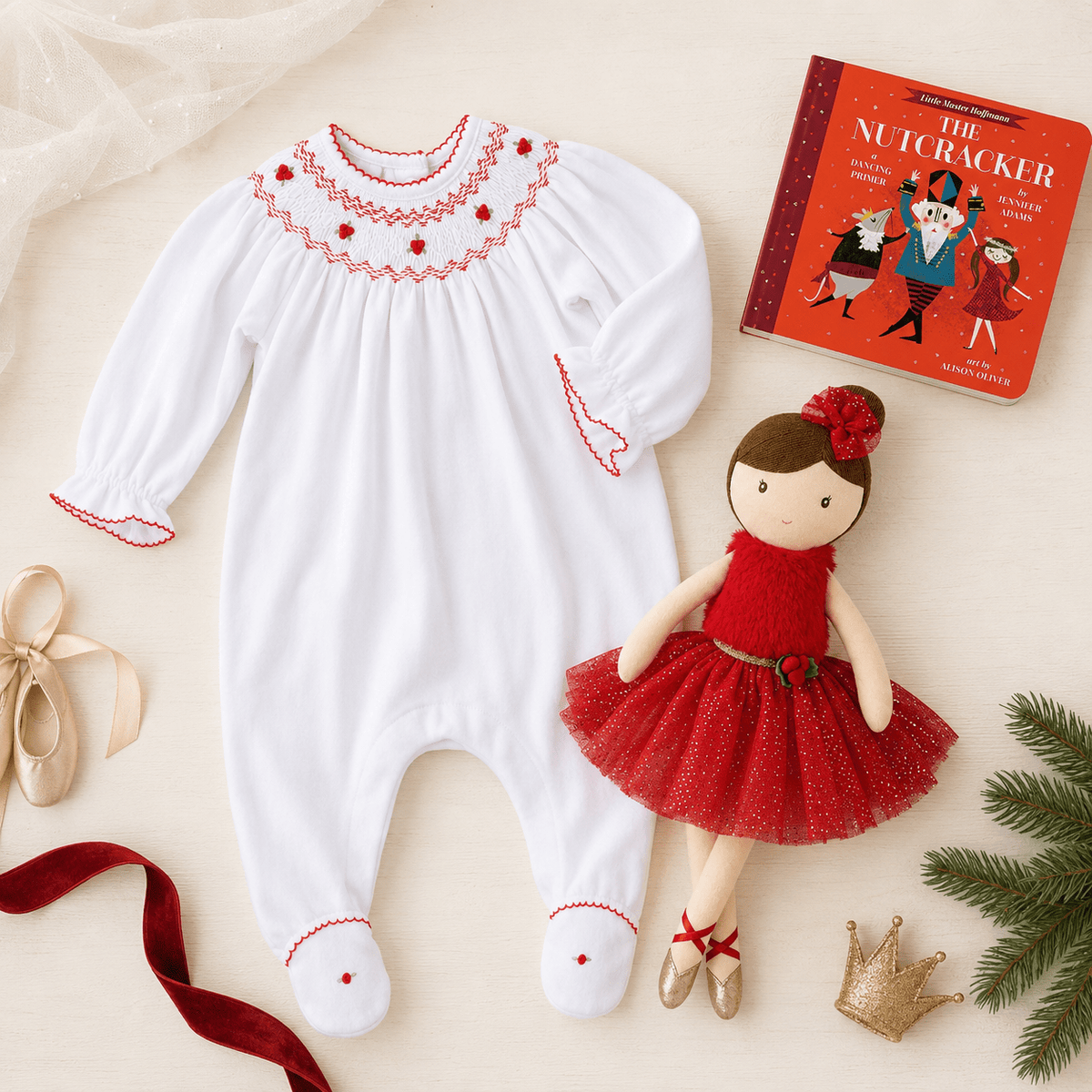 Magnolia Baby_Baby Girl Christmas Bishop Footie Gift Set - Eve's Classics_1