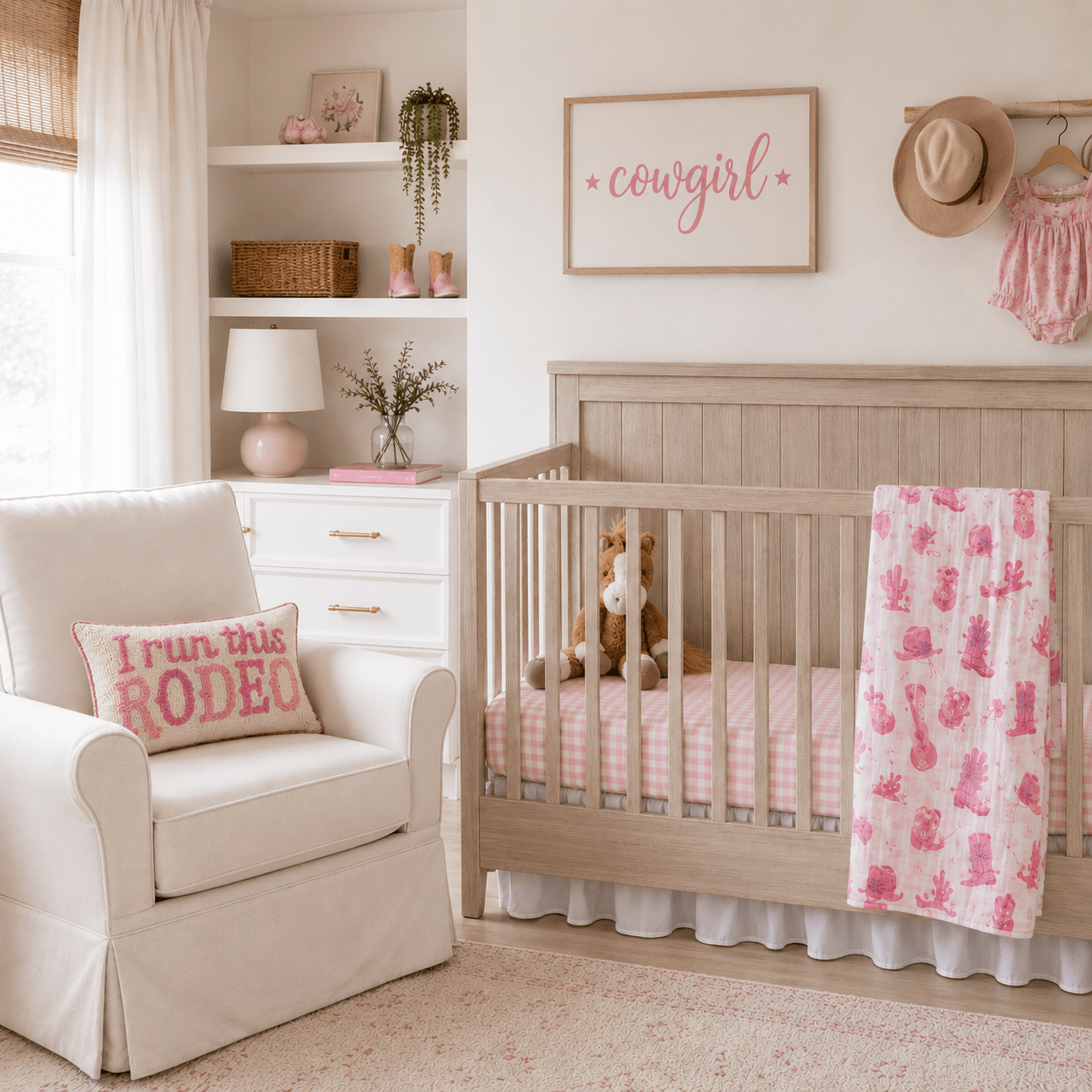 Baby Girl Cowgirl Muslin Swaddle Blanket - Let's Go Girls - Magnolia BabySwaddle Blanket