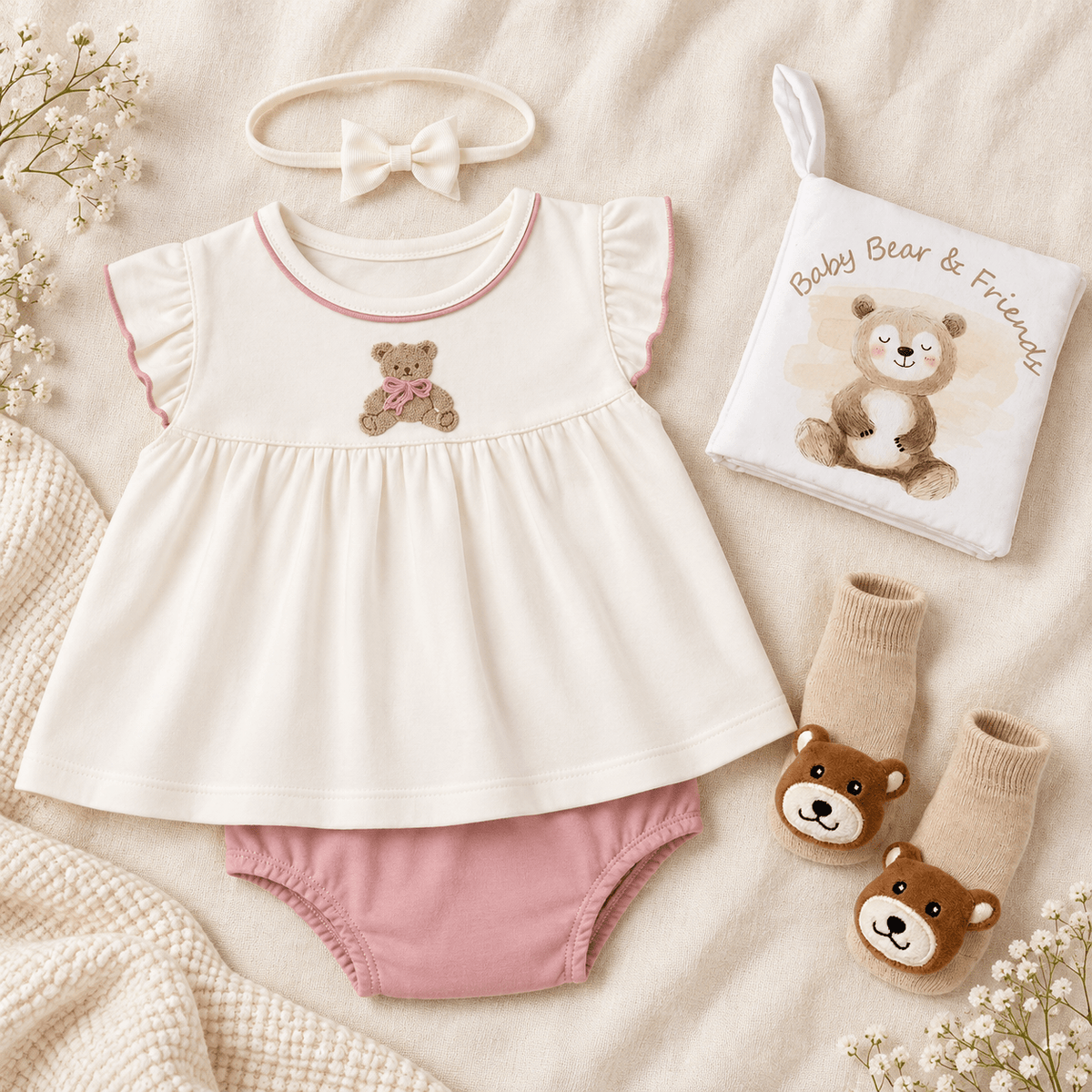 Magnolia Baby_Baby Girl Diaper Cover Gift Set - Bear Hugs_1