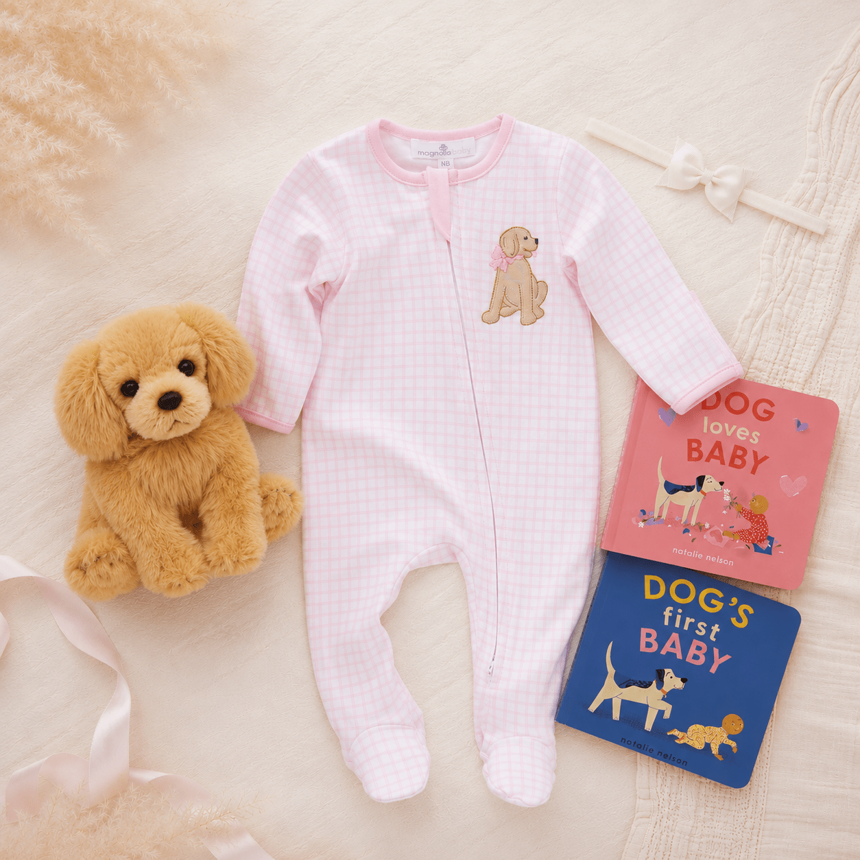 Baby Girl Dog's First Baby Footie Gift Set - Magnolia BabyFootie Gift Set