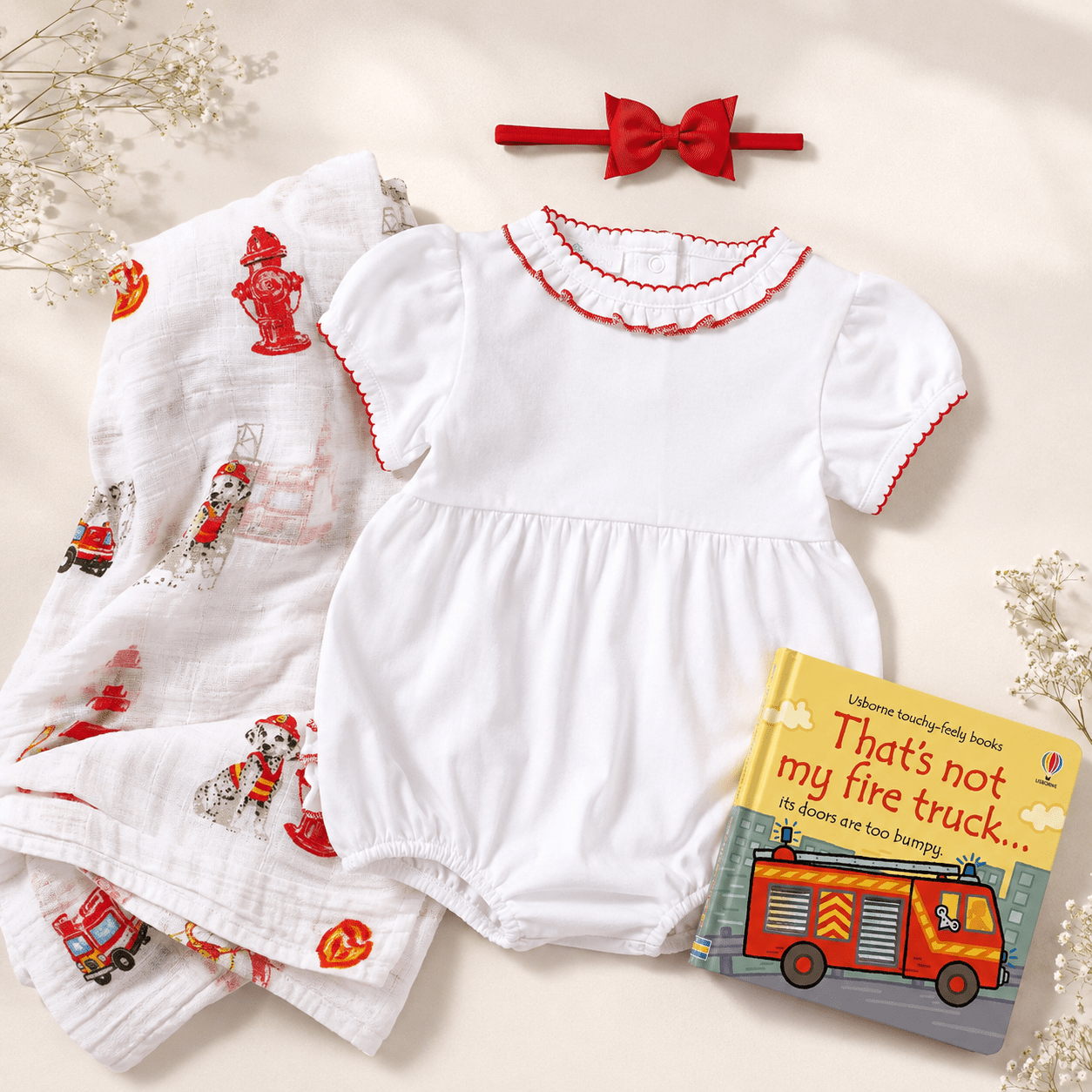 Baby Girl Firetruck Gift Set - Magnolia BabyBubble Gift Set