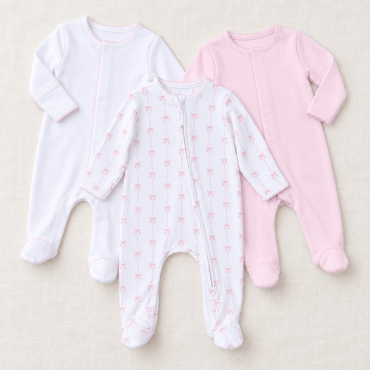 Magnolia Baby_Baby Girl Footie Set of 3 - Amelia's Classics + Essentials_1