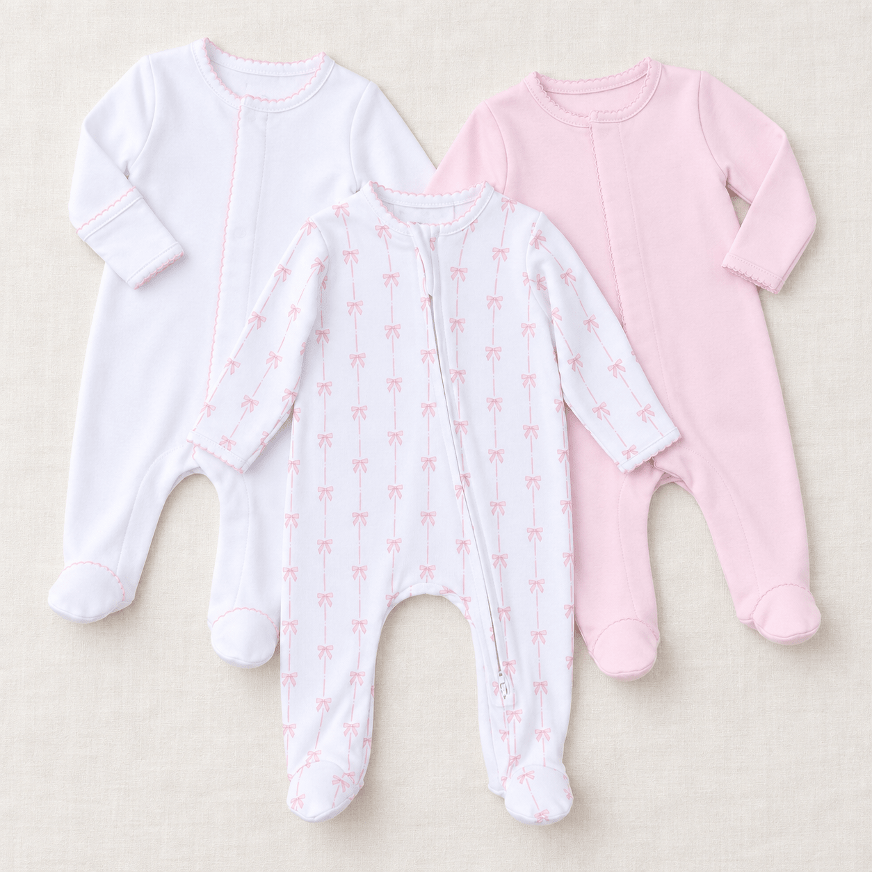 Magnolia Baby_Baby Girl Footie Set of 3 - Amelia's Classics + Essentials_1