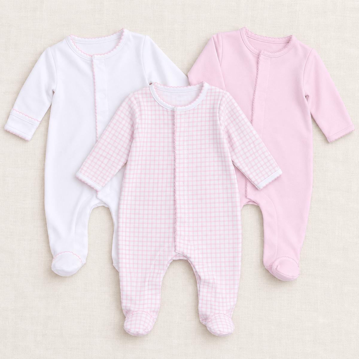 Magnolia Baby_Baby Girl Footie Set - Peek-a-Boo Wishes + Essentials - Set of 3_1