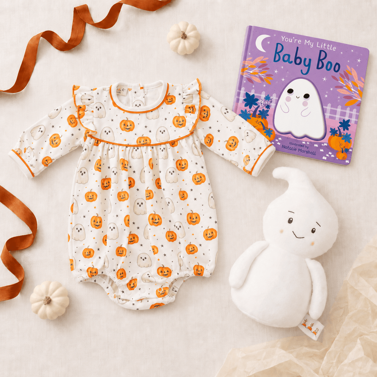 Magnolia Baby_Baby Girl Halloween Bubble Gift Set - Pumpkin & Boo_1
