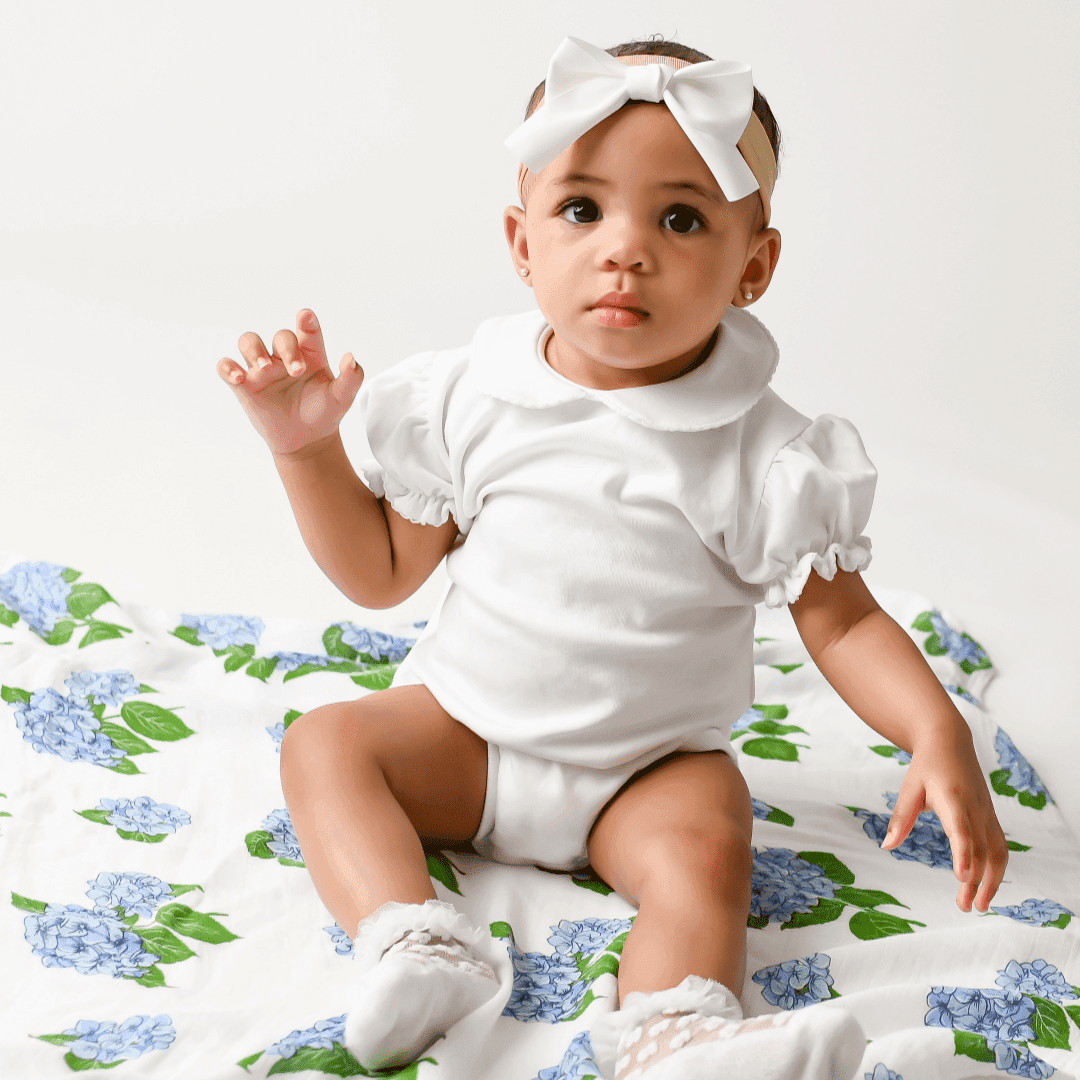 Little Hometown_Baby Girl Muslin Swaddle Blanket - Hydrangeas_3