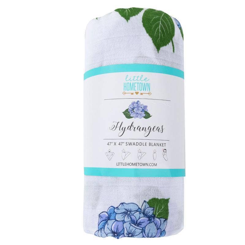 Little Hometown_Baby Girl Muslin Swaddle Blanket - Hydrangeas_4