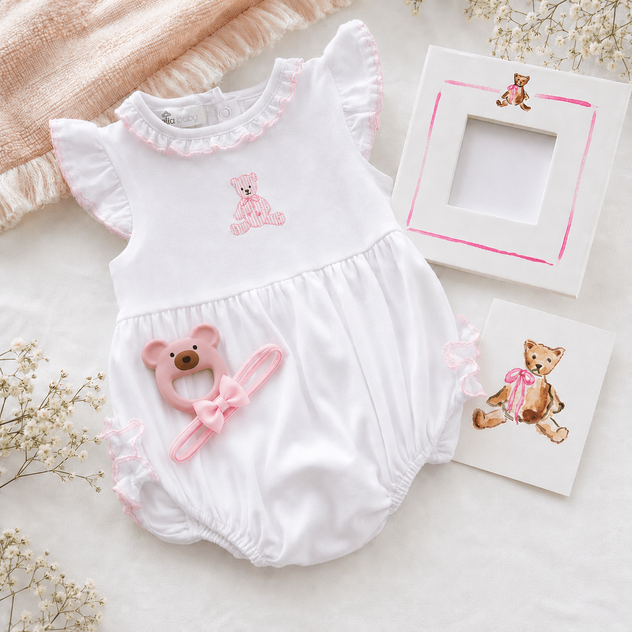 Baby Girl My Teddy Bubble Gift Set with Frame - Magnolia BabyBubble Gift Set