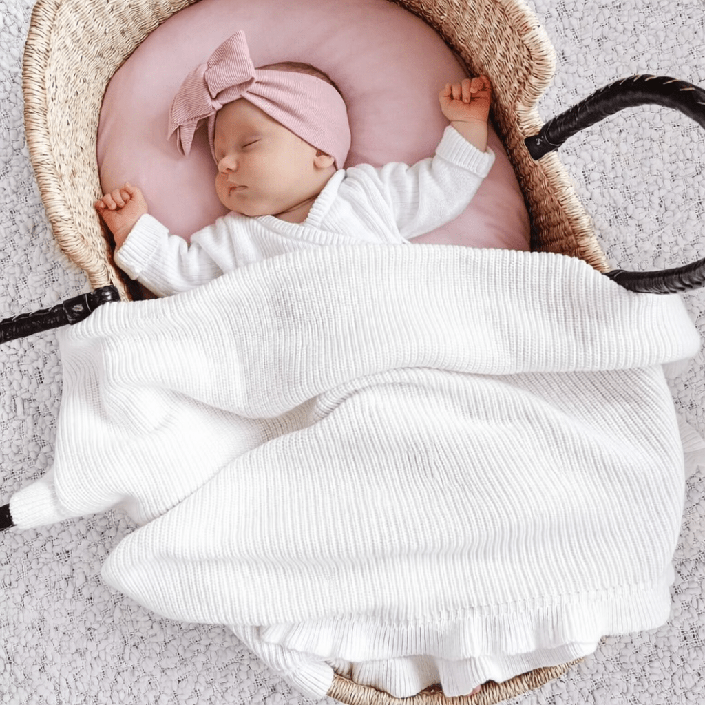 Baby Girl Ruffle Baby Blanket - White - Magnolia BabyBlanket