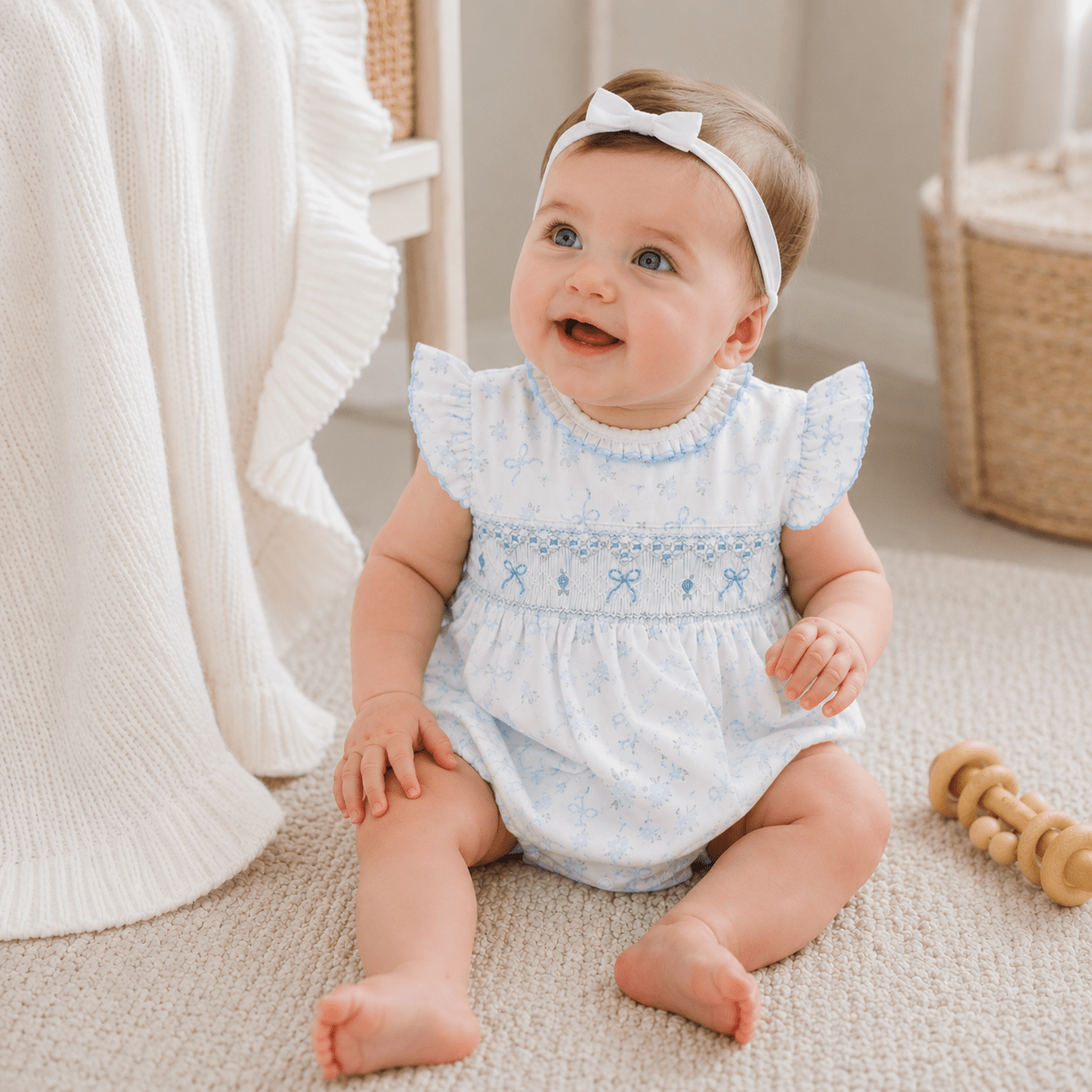 Baby Girl Smocked Bubble Premium Gift Set - Pima Cotton