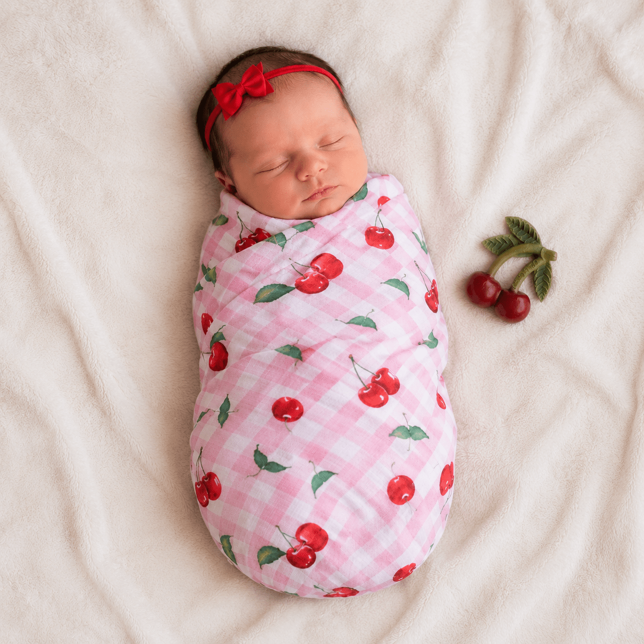 Baby Girl Swaddle Gift Set - Cherry - Magnolia BabySwaddle Gift Set