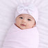Baby Girl Swaddle Set - Mini Stripes Bow Hat - Magnolia BabyBaby Gift Set