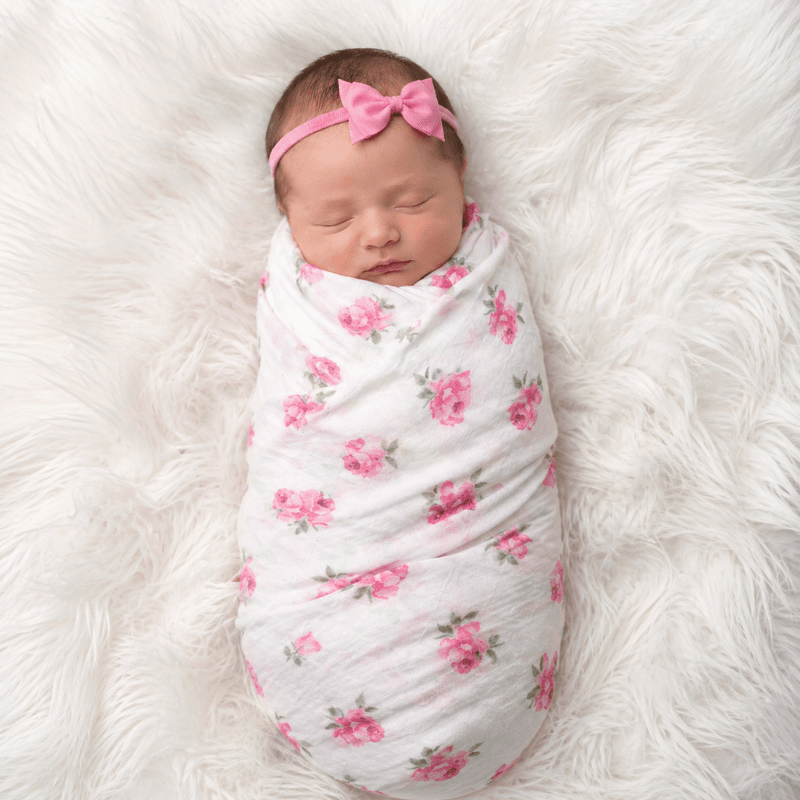 Baby Girl Swaddle Set - Rosebuds