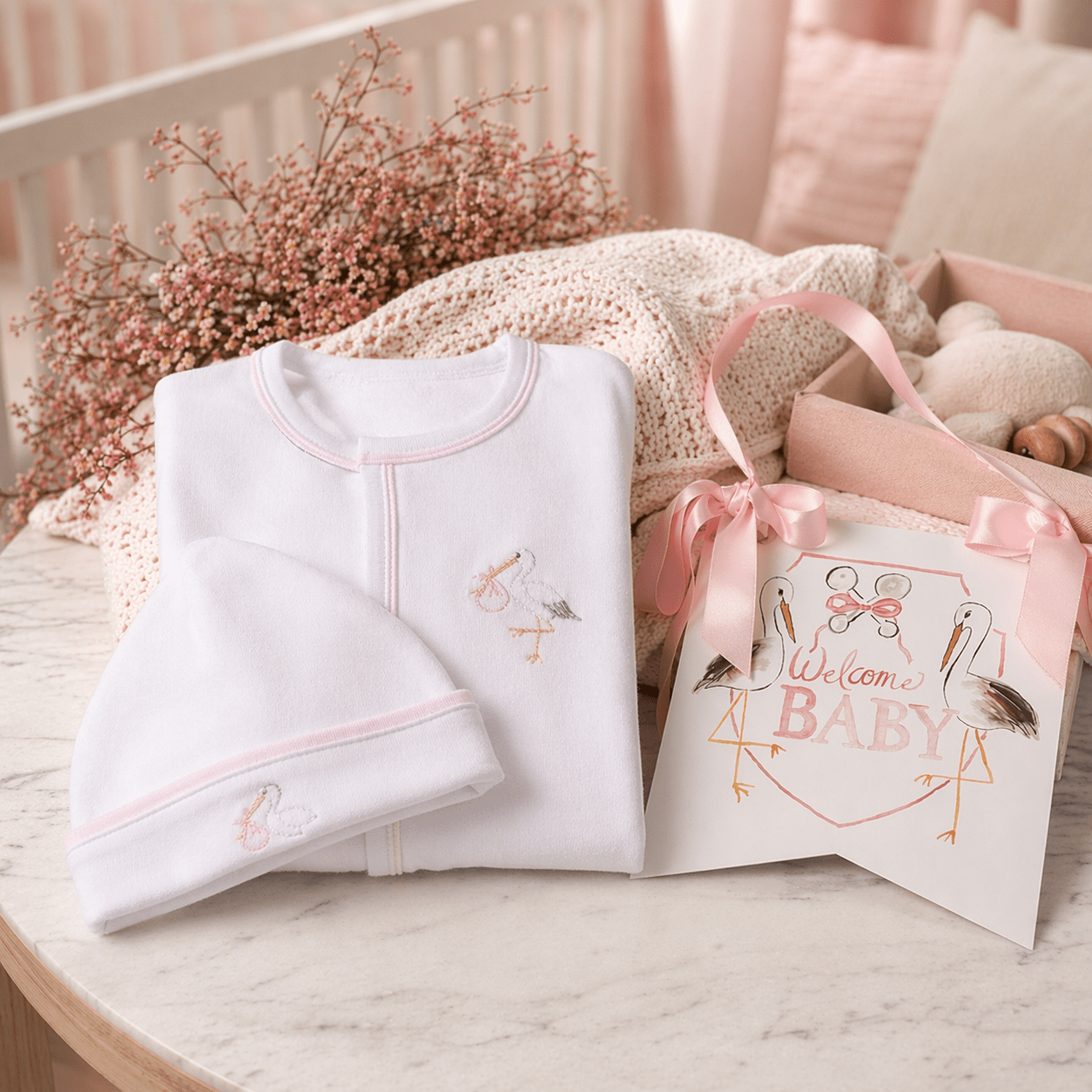 Baby Girl Vintage Stork Footie Gift Set - Magnolia BabyBaby Gift Set