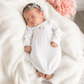 Baby Girl Vintage Stork White Gown Gift Set - Grey Headband - Magnolia BabyBaby Gift Set