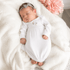 Baby Girl Vintage Stork White Gown Gift Set - Grey Headband - Magnolia BabyBaby Gift Set