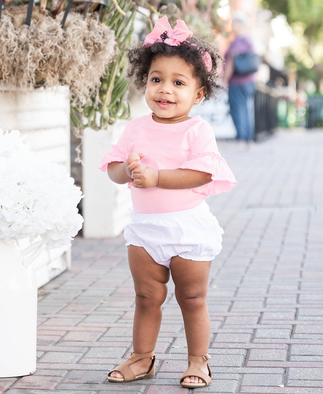 Baby Girls White Woven RuffleButt Bloomer - Magnolia BabyDiaper Cover