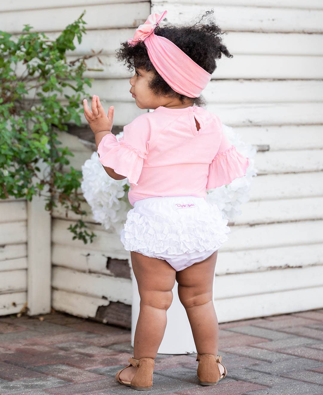 Baby Girls White Woven RuffleButt Bloomer - Magnolia BabyDiaper Cover