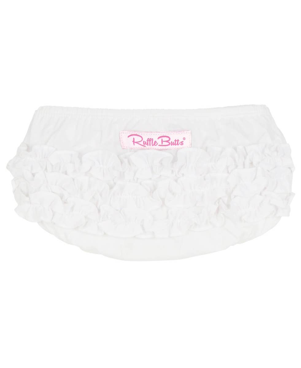 Baby Girls White Woven RuffleButt Bloomer - Magnolia BabyDiaper Cover